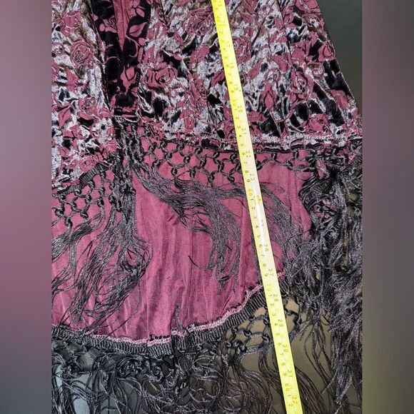Cosmic Aura Purple Roses Burnout Velvet Witchy Goth Whimsigoth Duster XS/S - Picture 9 of 9